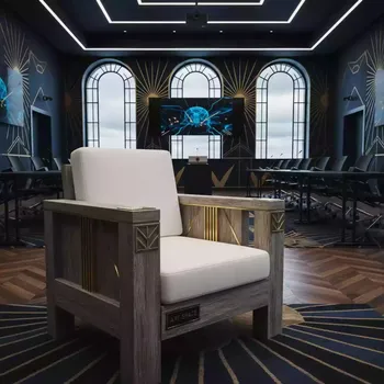 Аренда Кресла из обожженного дерева с белой подушкой в Delta Sirius — ART SPACE