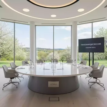 Аренда Стол круглый Ritz White Grey диаметр 180 см в санатории «Русь» — ART SPACE
