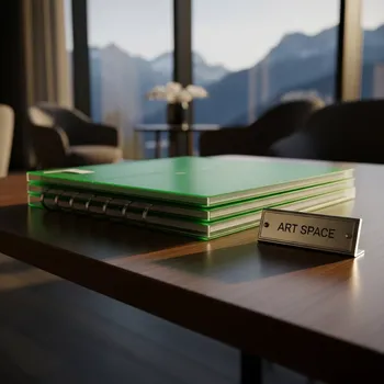 Аренда Обложки для переплета пластиковые Lamirel Transparent A4 150 мкм зеленые в Green Flow Hotel — ART SPACE