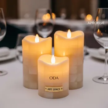 Аренда Свечи LED золотой перламутр ODA набор без батареек в ресторане «Баран-Рапан» — ART SPACE