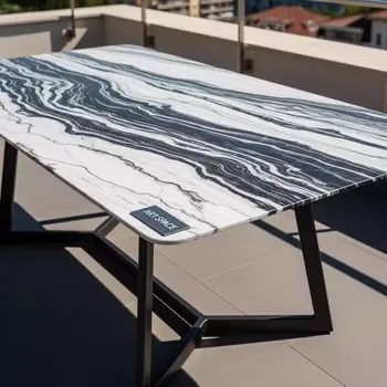 Аренда Стол Bronte 220 контрастный мрамор керамика в ресторане «La Terrazza» — ART SPACE