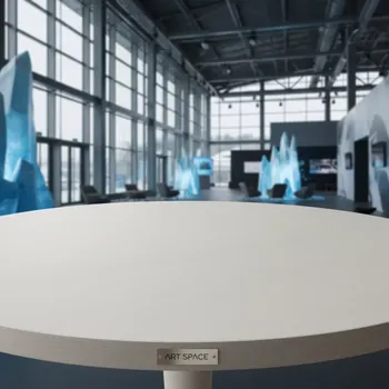 Аренда Столешница круглая Werzalit D800 мм белый дуб в ледовом дворце «Роза Хутор» — ART SPACE