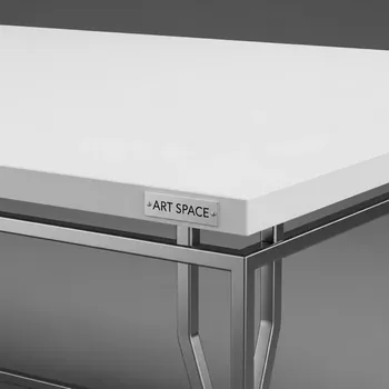 Аренда Стол Лидер 1 белый кромка ПВХ каркас серебро 1300х800х16 мм в Stella di Mosca — ART SPACE