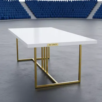 Аренда Стол Лидер 2 1800x900 белый золотой в Сириус Арене — ART SPACE