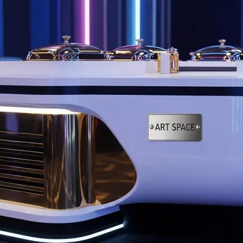 Аренда Фуршетный стол Rinfresco бело золотой R4E 00015 в казино «Сочи» — ART SPACE