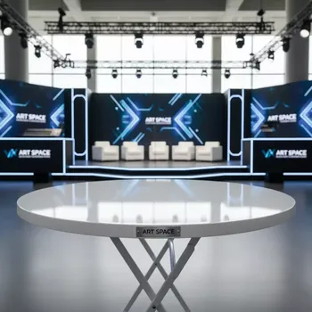Аренда Стол раскладной круглый белый 80 см в VK Stadium Sirius — ART SPACE