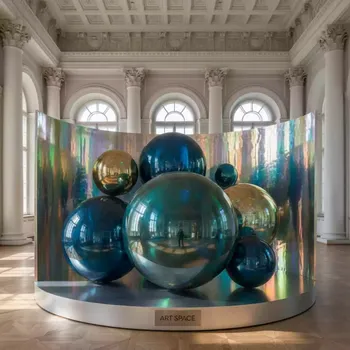 Аренда Фотозона новогодняя голография с шарами в усадьбе Голицына — ART SPACE