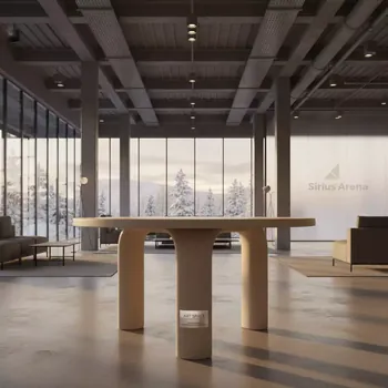 Аренда Стол пластиковый Sky Table бежевый Ø105 см высота 740 мм в Сириус Арене — ART SPACE