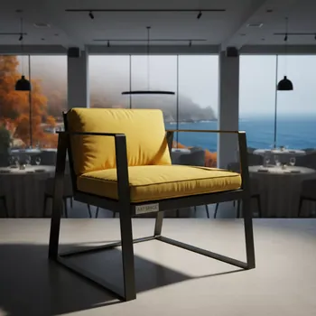 Аренда Стул УНИСОН черный с лимонной бархатной подушкой в ресторане «Sanremo» — ART SPACE