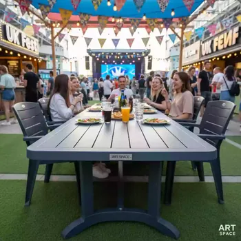 Аренда Стол раздвижной пластиковый Atlantic Table 140 210 в МФК «Горный» — ART SPACE