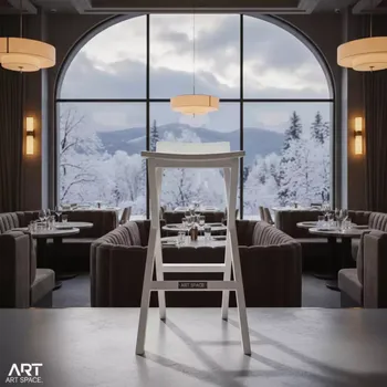 Аренда Стул барный складной Франклин белый деревянный в ресторане «La Terrazza» — ART SPACE