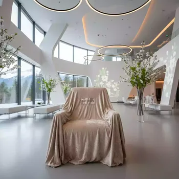 Аренда Чехол E01 на стул Eames уплотненный велюр бежевый в Гранд Отель Поляна — ART SPACE