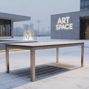 Аренда Стол Лидер 1 уличный из реек темный орех шампань 1500х800 в Gamma Sirius — ART SPACE