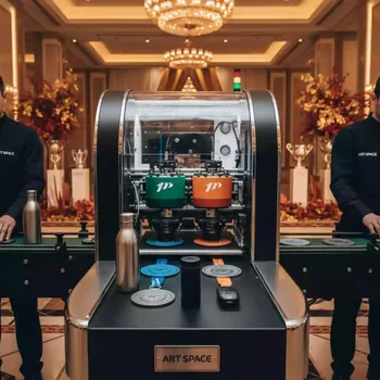 Аренда Тампонный станок Toprint TP 150 4 четырехкрасочный с конвейерной подачей в Rodina Grand Hotel & SPA — ART SPACE