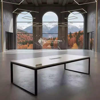 Аренда Стол Лидер 2 1800x900 бело черный кромка ПВХ в Гранд Отель Поляна — ART SPACE