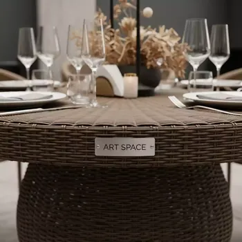 Аренда Стол круглый плетеный YH T1661G 1 brown в Boutique Hotel PORTUM 1905 — ART SPACE