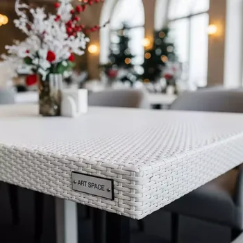 Аренда Стол белый B rattan Houston 1500х900 мм в ресторане «Sanremo» — ART SPACE