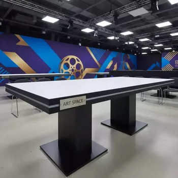 Аренда Стол Лидер 2 1800х800 бело черный кромка ПВХ в VK Stadium Sirius — ART SPACE