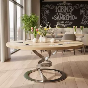 Аренда Стол круглый Лента лиственница Милан 100 см в ресторане «Sanremo» — ART SPACE