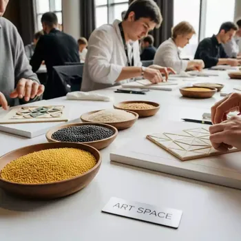 Аренда Мастер класс по аппликации из круп в банкетном зале «Дельфин» — ART SPACE