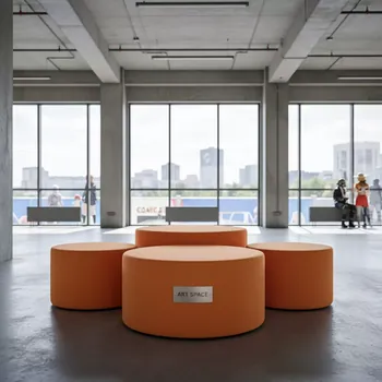 Аренда Пуфы столы НОРМАН тыквенные набор из 3 в Panorama by Mercure — ART SPACE