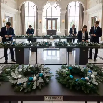 Аренда Мастер класс по новогодним интерьерным венкам в отеле «Богатырь» — ART SPACE