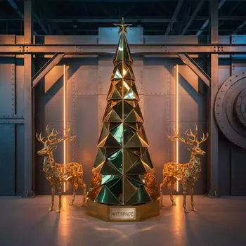 Аренда Фотозона Золотая елка с оленями в Gamma Sirius — ART SPACE
