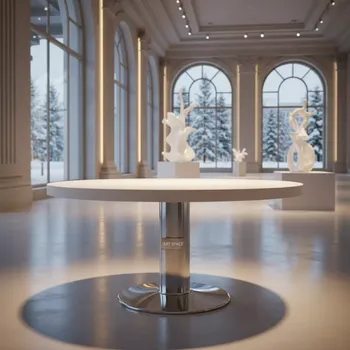 Аренда Стол банкетный Amsterdam round white chrome белого цвета на Медальной площади — ART SPACE
