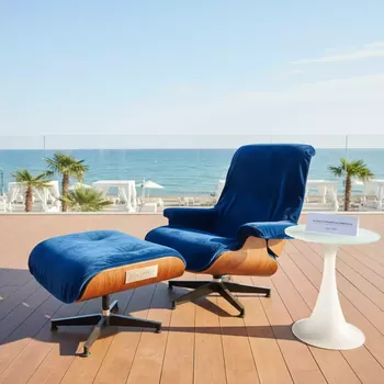 Аренда Чехол E01 на стул Eames уплотненный синий велюр на пляжных клубах Хосты — ART SPACE