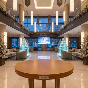 Аренда Стол круглый светло коричневый Backstage D 120 см в City Park Hotel Sochi — ART SPACE