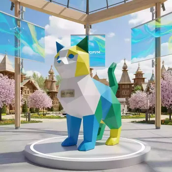 Аренда Фигура дизайнерская пластиковая Origami Koneko Basic в этно-парке «Моя Россия» — ART SPACE