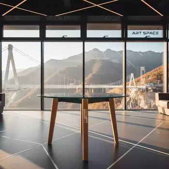 Аренда Стол круглый Eames DSW New D 80 прозрачное стекло в Skypark Sochi — ART SPACE