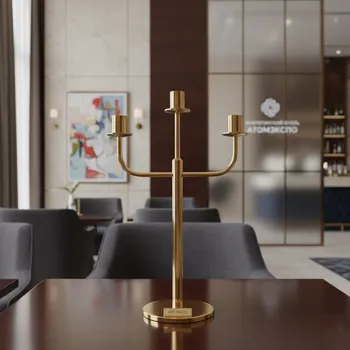 Аренда Канделябр Lumier King 3 рожковый золотой 35 см в Imeretinskiy Hotel — ART SPACE