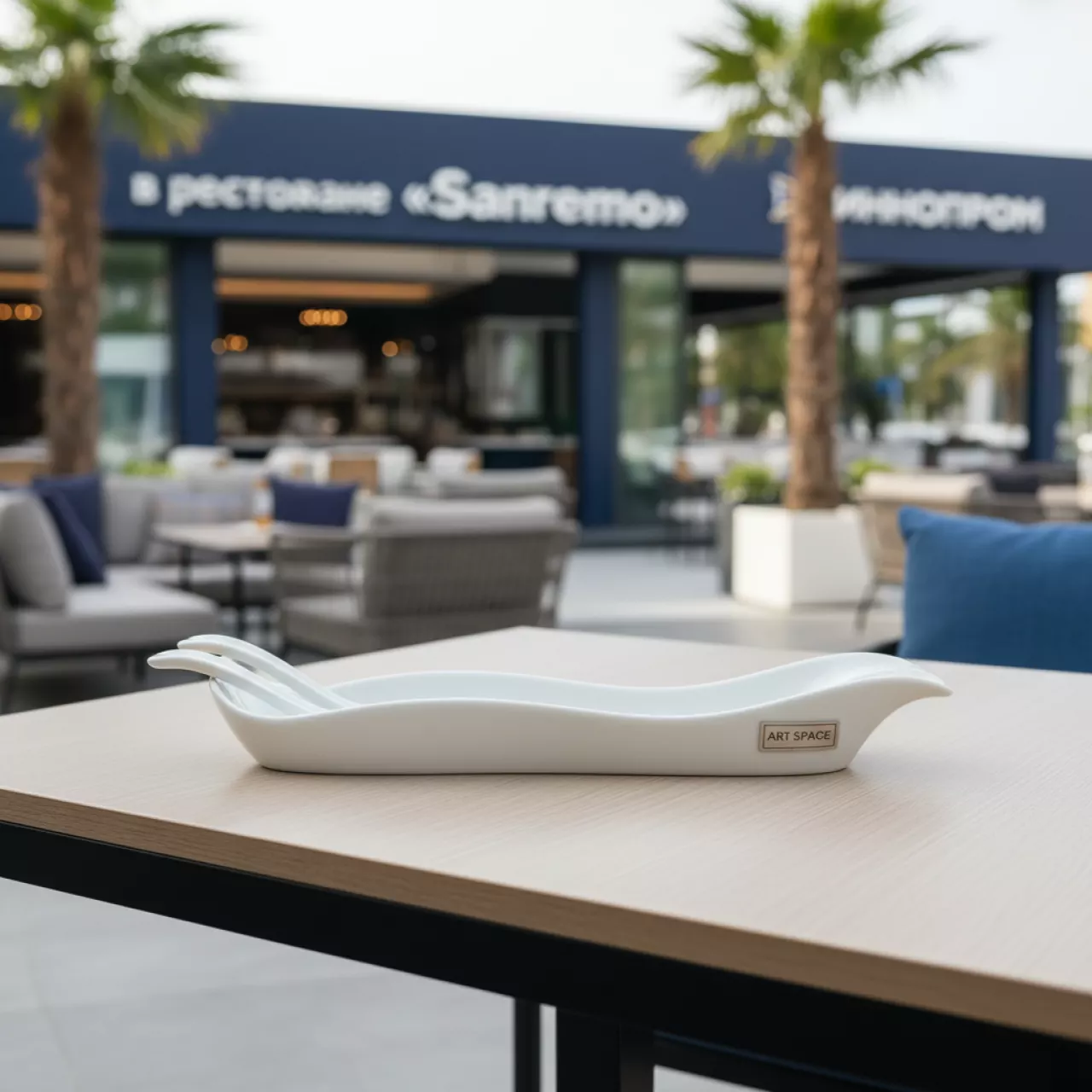 Аренда Блюдо Chan Wave с выемками для ложек 265х95 мм в ресторане «Sanremo» — ART SPACE