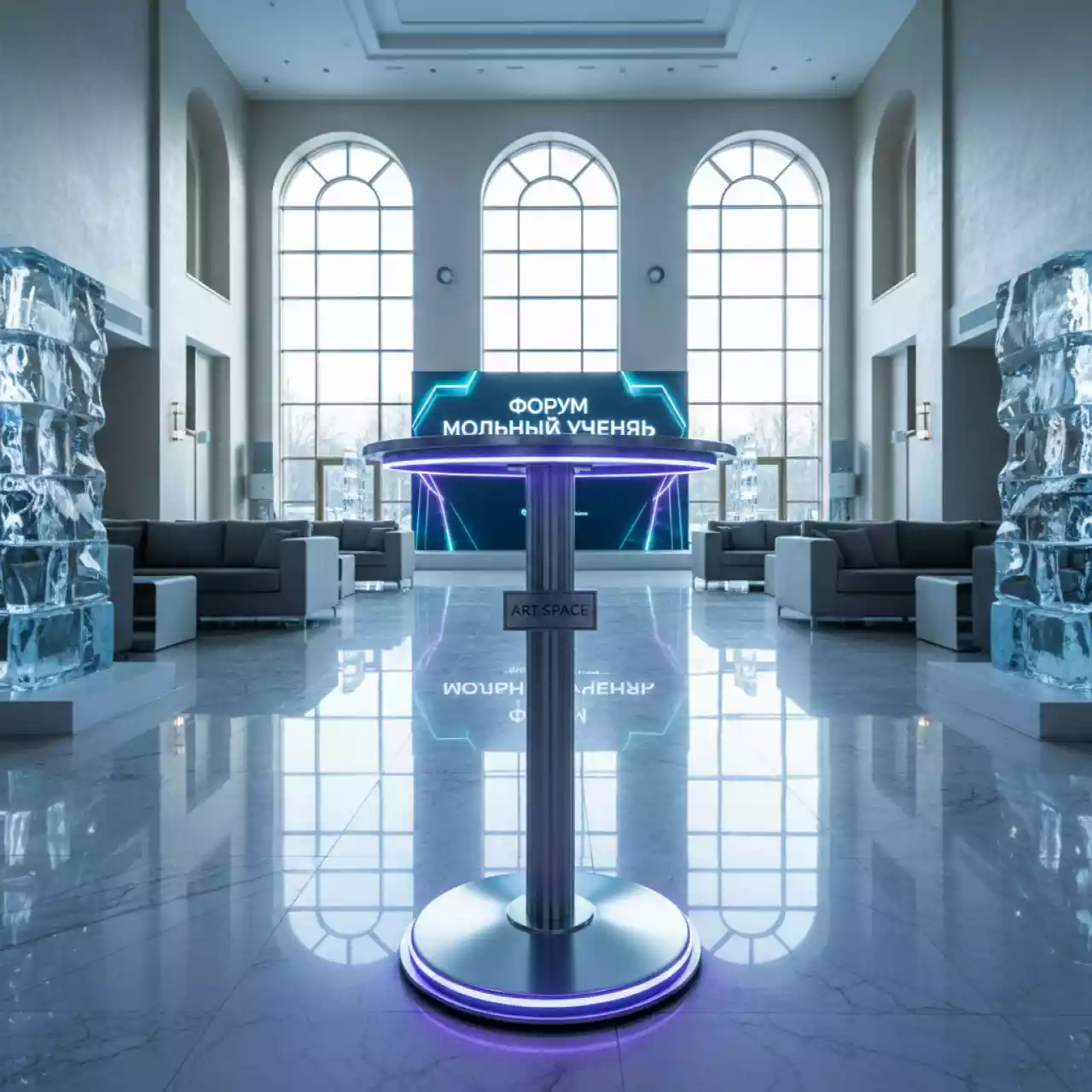 Аренда Коктейльный стол silver neon в отеле Radisson Lazurnaya — ART SPACE