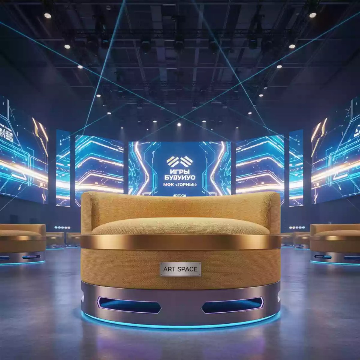 Аренда Пуф Barrel Gold золотой в МФК «Горный» — ART SPACE