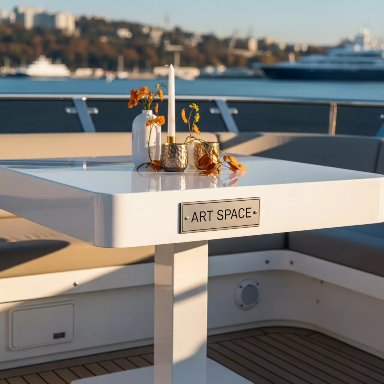 Аренда Стол Асоль TLH 055S 45х45 на VIP теплоходе (Морпорт Сочи) — ART SPACE