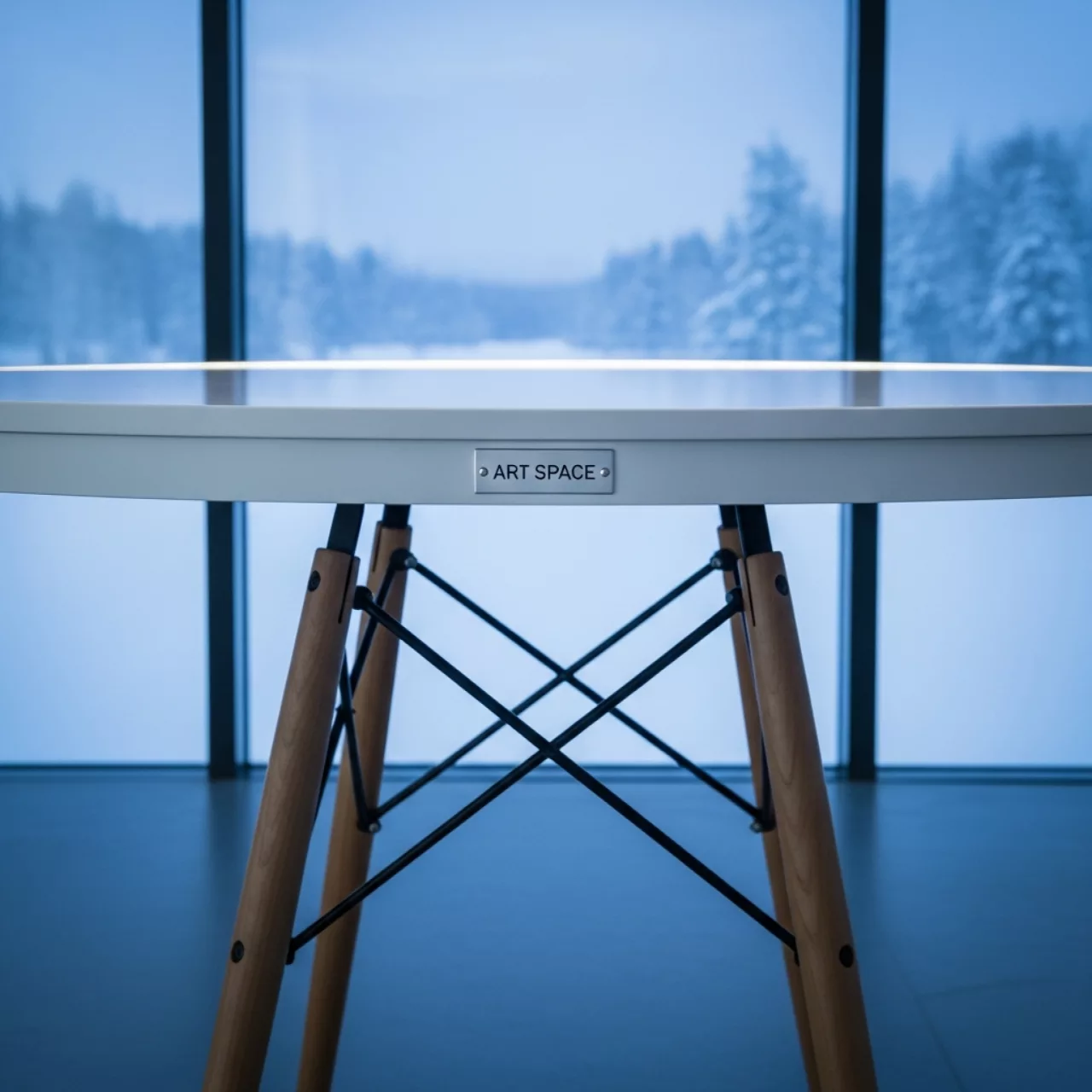 Аренда Стол Eames Wood White диаметр 90 в санатории «Русь» — ART SPACE