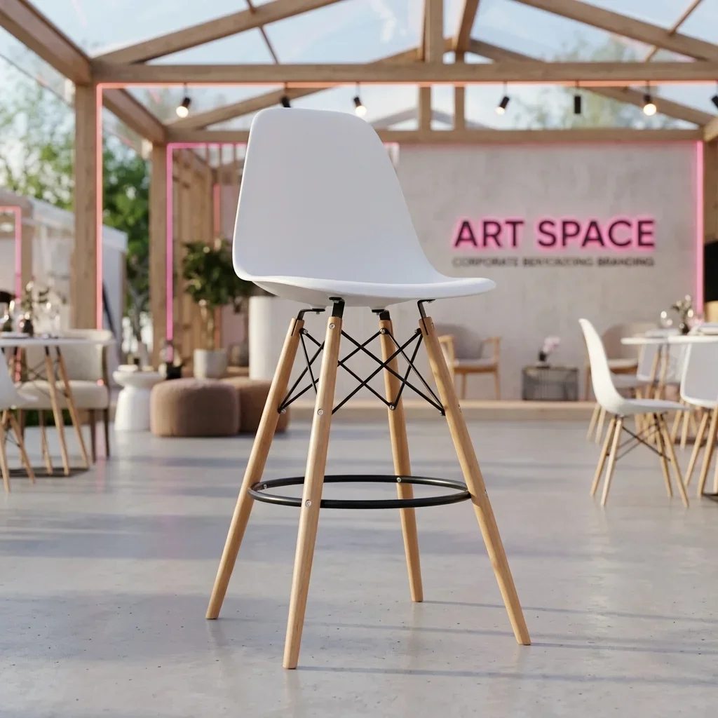 Аренда белого барного стула Eames DSW