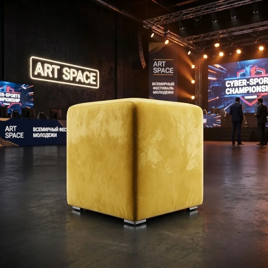 Аренда желтого пуфа Cube