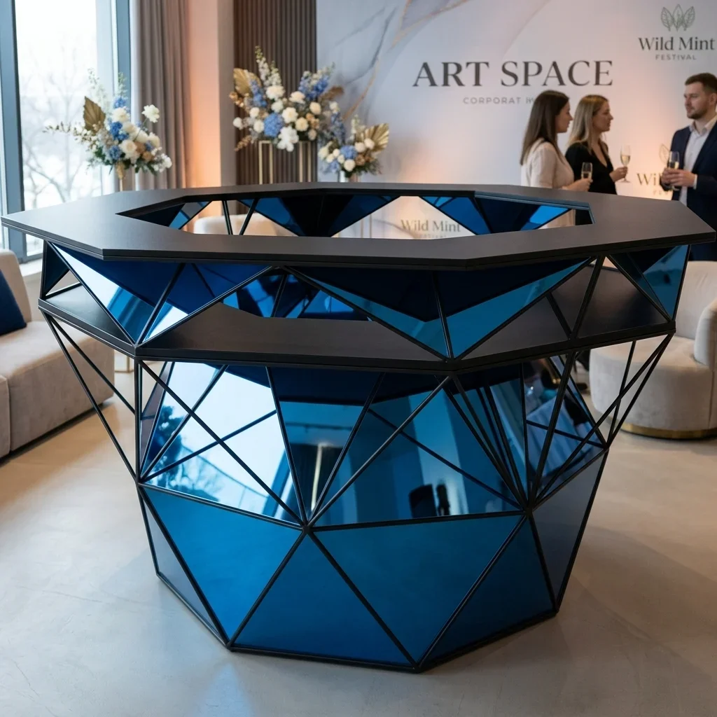 Аренда золотой барной стойки Hexagon Ring