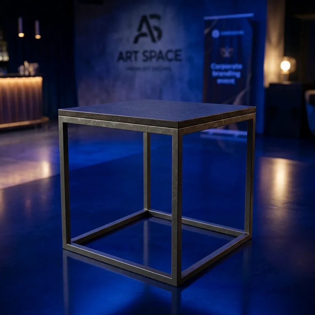 Аренда Журнальный стол Cube Graphite с деревянной столешницей